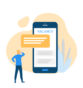 Icon HR Mann vor Handy Bildschirm